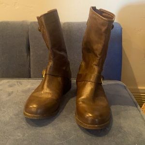 Brown mid calf boots